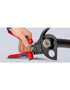Knipex Ножици за рязане на кабел до 240мм2, синьо-червена ръкохватка 250мм, с отваряща пружина, - K9531250 - Цена | LEDs4economy 2
