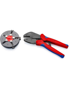 Knipex Клещи за кримпване на кабелни накрайници 0.5-6мм2 MultiCrimp, 3 челюсти, синьо-червена ръкохватка 250мм, с пружина, - K9 