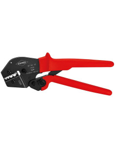 Knipex Клещи за кримпване на кабелни накрайници 0.5-10мм2 DIN неизолирани, закалени, синьо-червена ръкохватка 250мм, с пружина, 