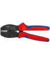 Knipex Клещи за кримпване на кабелни накрайници 0.5-10мм2 DIN неизолирани, закалени, синьо-червена ръкохватка 220мм, с пружина, 