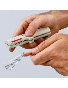 Knipex Инструмент за заголване на LAN кабели, сива ръкохватка 125мм, с фиксатор, - K1665125SB - Цена | LEDs4economy 2