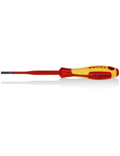Knipex Отвертка шлиц 4.0 Slim, VDE 1000V жълто-червена ръкохватка 202мм, - K982040SL - Цена | LEDs4economy