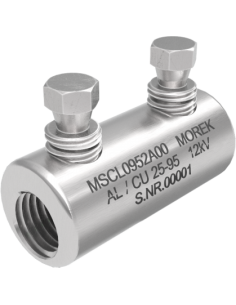 MOREK Кабелен съединител алуминиев покалаен Al/Cu 25-95mm² 12kV MSCL95 2x късащ се болт M12 - MSCL0952A00 - Цена | LEDs4economy