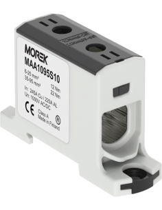 MOREK Тунелна клема ЧЕРНА 1P 245A с 2 отвора OTL95 1xAl/Cu 6-95mm² 1000V - MAA1095S10 - Цена | LEDs4economy