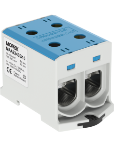 MOREK Тунелна клема СИНЯ 1P 425A с 4 отвора OTL240-2 2xAl/Cu 35-240mm² 1000V - MAA2240B10 - Цена | LEDs4economy