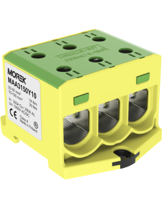 MOREK Тунелна клема ЖЪЛТО-ЗЕЛЕНА 1P 320A с 6 отвора OTL150-3 3xAl/Cu 25-150mm² 1000V - MAA3150Y10 - Цена | LEDs4economy