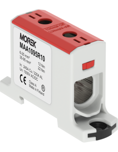 MOREK Тунелна клема ЧЕРВЕНА 1P 245A с 2 отвора OTL95 1xAl/Cu 6-95mm² 1000V - MAA1095R10 - Цена | LEDs4economy