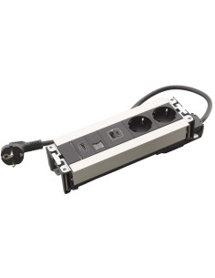Legrand Мебелна кутия с 2х Шуко, USB тип A+C, HDMI и RJ45 Cat.6 UTP, кабел 2m, 247x80mm, цвят ЧЕРЕН МЕТАЛ, Incara Multilink - 6  2