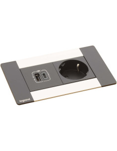 Legrand Мебелна кутия с 1х Шуко и USB тип A+C, кабел 2m, 134x80mm, цвят ЧЕРЕН МЕТАЛ, Incara Multilink - 654789 - Цена | LEDs4eco