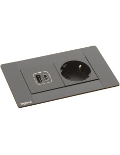 Legrand Мебелна кутия с 1х Шуко и USB тип A+C, кабел 2m, 134x80mm, цвят ЧЕРЕН, Incara Multilink - 654785 - Цена | LEDs4economy