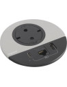 Legrand Модул за вграждане в бюро с 1х Шуко, USB тип A+C и 1х RJ45 Cat.6 UTP, GST18, Ø80mm, цвят ЧЕРЕН МЕТАЛ, Incara Disq  - 654