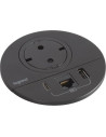 Legrand Модул за вграждане в бюро с 1х Шуко, USB тип A+C и 1х RJ45 Cat.6 UTP, GST18, Ø80mm, цвят ЧЕРЕН, Incara Disq  - 654711F - 3