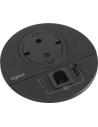 Legrand Модул за вграждане в бюро с 1х Шуко и USB тип A+C, кабел 2m, Ø80mm, цвят ЧЕРЕН, Incara Disq  - 654715 - 3