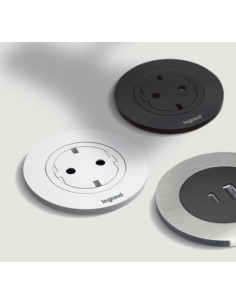 Legrand Модул за вграждане в бюро с 1х Шуко, GST18, Ø60mm, цвят ЧЕРЕН МЕТАЛ, Incara Disq - 654727F - Цена | LEDs4economy 2