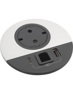 Legrand Модул за вграждане в бюро с 1х Шуко и USB тип A+C, GST18, Ø80mm, цвят ЧЕРЕН МЕТАЛ, Incara Disq - 654716F - Цена | LEDs4e