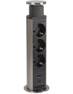 Legrand Мебелна колона Pop-Up, с контакти 3х шуко, 2х USB тип A+C, кабел 2m, Ø60mm, Incara Tower - 654974 - Цена | LEDs4economy