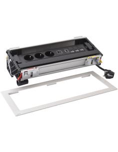 Legrand Мебелна кутия с 3х Шуко, USB тип A+C, HDMI и 3x RJ45 Cat.6 UTP, кабел 2m, 393x171mm, цвят ЧЕРЕН МЕТАЛ, Incara Flip-Up - 
