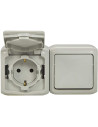 Legrand Блок Еднополюсен ключ и Контакт шуко IP44 открит монтаж цвят Сив Forix - 782391 - Цена | LEDs4economy