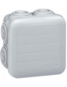 Legrand Разклонителна кутия открит монтаж 65x65x40мм гладка IP55 цвят Сив Plexo - 092005 - Цена | LEDs4economy