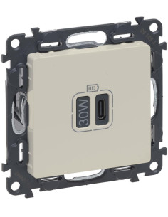 Legrand Розетка USB за зареждане тип C Power Delivery 30W цвят крем Valena Life - 753255 - Цена | LEDs4economy