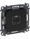 Legrand Розетка 2хUSB за зареждане тип C+C 3A 15W цвят Черен Valena Allure - 755348 - Цена | LEDs4economy