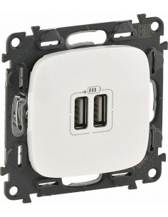 Legrand Розетка 2хUSB за зареждане тип A 2.4A 12W цвят Перла Valena Allure (комплект с механизъм) - 754999 - Цена | LEDs4economy