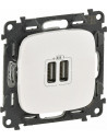 Legrand Розетка 2хUSB за зареждане тип A 2.4A 12W цвят Перла Valena Allure (комплект с механизъм) - 754999 - Цена | LEDs4economy