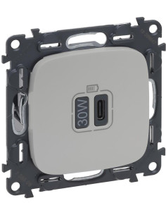 Legrand Розетка USB за зареждане тип C Power Delivery 30W цвят Перла Valena Allure (комплект с механизъм) - 755510 - Цена | LEDs