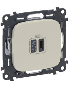 Legrand Розетка USB за зареждане тип C Power Delivery 30W цвят Крем Valena Allure (комплект с механизъм) - 755507 - Цена | LEDs4