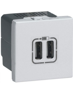 Legrand Розетка 2хUSB за зареждане тип А 2.4A 12W 2 мод. цвят Бял Mosaic - 278594L - Цена | LEDs4economy
