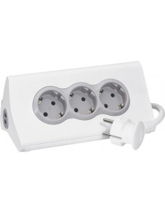 Legrand Разклонител БЯЛ 3х2P+Е с кабел 1.5 метра, копче, 2xUSB тип А 2.4A 12W и поставка за таблет Corner - 694810 - Цена | LEDs 2