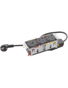 Legrand Мебелна кутия с 2х Шуко и USB тип A+C, кабел 2m, 200x80mm, цвят ЧЕРЕН, Incara Disq'In - 654750 - Цена | LEDs4economy