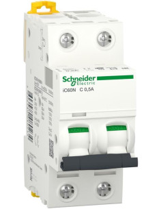 SE Автоматичен прекъсвач Acti 9 iC60N 2P 0.5A крива C 6kA - A9F74270 - Цена | LEDs4economy
