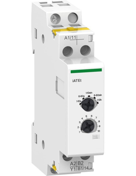 Реле за време, мултифункционално Acti 9 iATEt, 2x 1s...10h, 1c/o 5VA, 24...240Vac 1 мод. SE