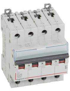 Legrand Автоматичен прекъсвач DX3 4P 25A крива D 6kA - 408149 - Цена | LEDs4economy