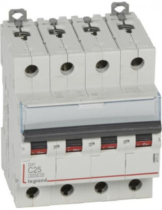 Legrand Автоматичен прекъсвач DX3 4P 25A крива С 6kA - 407930 - Цена | LEDs4economy