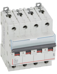 Legrand Автоматичен прекъсвач DX3 4P 63A крива D 6kA - 408153 - Цена | LEDs4economy