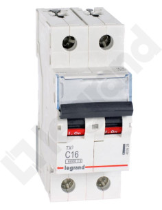Legrand Автоматичен прекъсвач TX3 2P 16A крива С 6kA - 403528 - Цена | LEDs4economy