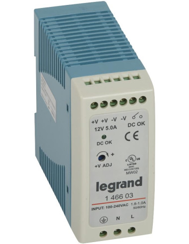 Захранващ блок 1P In:100...240Vac Out:12Vdc 5A, 1DIN, Legrand