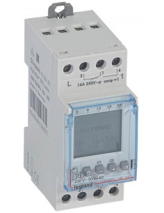 Legrand Реле за време, астрономично седмично, с LCD дисплей, 2x28 1s, 2c/o 16A, 230Vac 2 модула - 412657 - Цена | LEDs4economy
