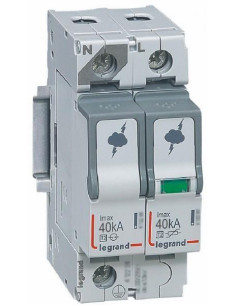 Legrand Катоден отводител тип 2 SPD 40kA 320V 1P+N L - 412244 - Цена | LEDs4economy