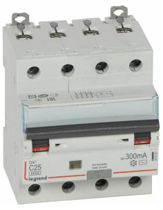Legrand ДТЗ комбинирана DX3 4P 25A крива C 300mA тип AC 6kA 4 мод. - 411207 - Цена | LEDs4economy