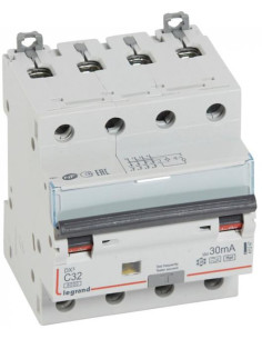 Legrand ДТЗ комбинирана DX3 4P 32A крива C 30mA тип F 6kA 4 мод. - 411247 - Цена | LEDs4economy