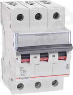 Legrand Автоматичен прекъсвач TX3 3P 16A крива D 6kA - 403755 - Цена | LEDs4economy