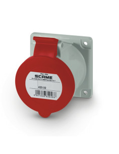Scame Промишлен контакт 3P+N+Е 32A 3h 380-440V IP54 ПРАВ серия Optima панелен монтаж 75х75мм - 423.32674 - Цена | LEDs4economy