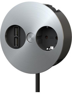 BACHMANN Модул TWIST с 1х Шуко и USB тип A+A, с кабел 2м, цвят Инокс, - B931.031 - Цена | LEDs4economy