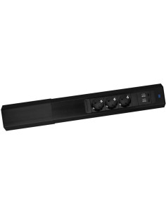 BACHMANN Модул CASIA 2 с 3x Шуко и USB A+C с щора, цвят ЧЕРЕН, с възможност за ъглов монтаж, захранващ кабел 2м, - B932.106 - Це 2