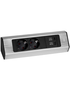 BACHMANN Модул CASIA 2 с 2x Шуко и USB A+C, цвят ИНОКС, с възможност за ъглов монтаж, захранващ кабел 2м, - B932.002 - Цена | LE 2