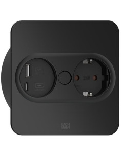 BACHMANN Модул TWIST 2 КВАДРАТЕН с 1х Шуко и USB тип A+C, с кабел 2м, цвят Черен, - B946.105 - Цена | LEDs4economy