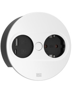 BACHMANN Модул TWIST 2 КРЪГЪЛ с 1х Шуко и USB тип A+C, с кабел 2м, цвят Бял, - B946.204 - Цена | LEDs4economy 2